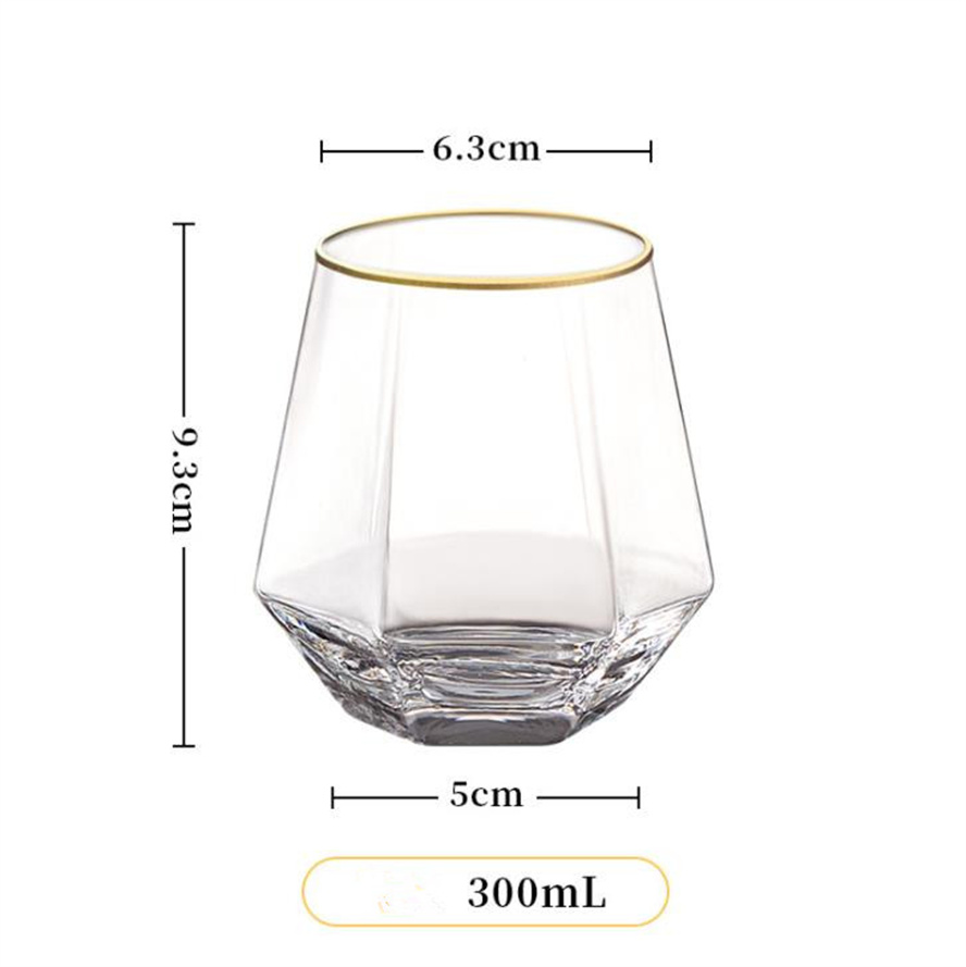 Gold rim diamond shaped whiskey glasses